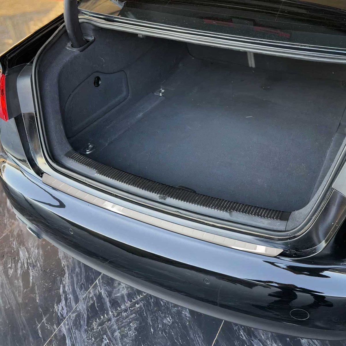 Audi A6 C7 Rear Bumper Sill Cover - Omac - S.Steel Brushed - Silver - '12-'18